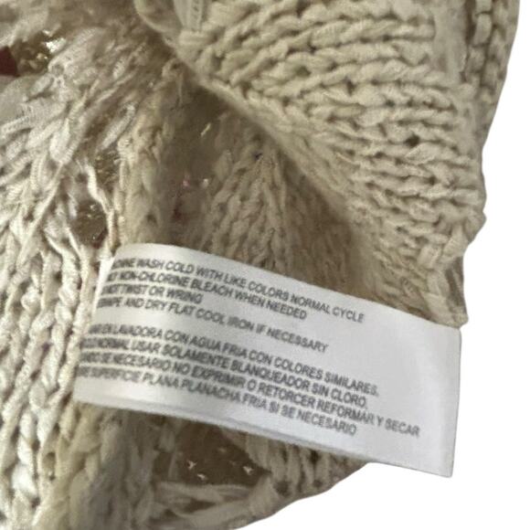 Debbie Morgan Women Boho Crochet Cardigan Sweater L‎ Beige Cottagecore Festival - Picture 10 of 10
